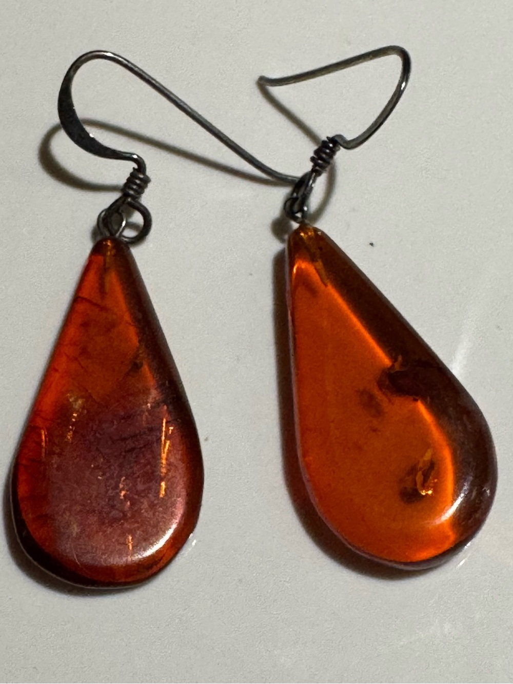 925 Sterling Silver Baltic Amber Teardrop Earrings